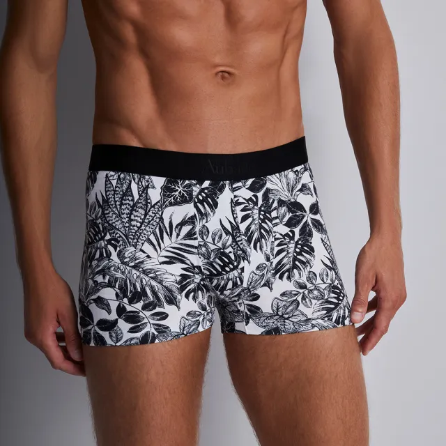 【Aubade】二件組長版頂級莫代爾棉 法國進口 彈性四角男褲 平口褲(黑葉-2411)