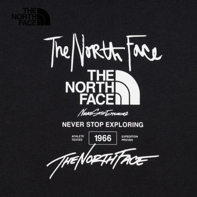 【The North Face】TNF 短袖上衣 經典品牌LOGO U MFO TYPESETTING LOGO S/S TEE-AP男女 黑(NF0A8AUWJK3)