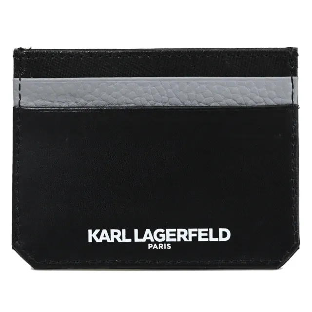 【KARL LAGERFELD 卡爾】老佛爺 公仔LOGO信用卡名片隨身卡夾禮盒組(黑)