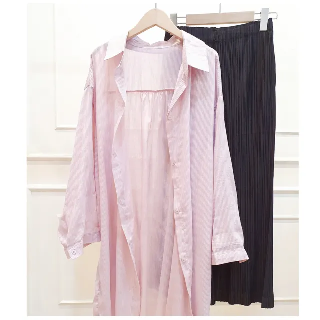 【R.NETS】雅芮絲 韓風立體條紋薄款長袖襯衫