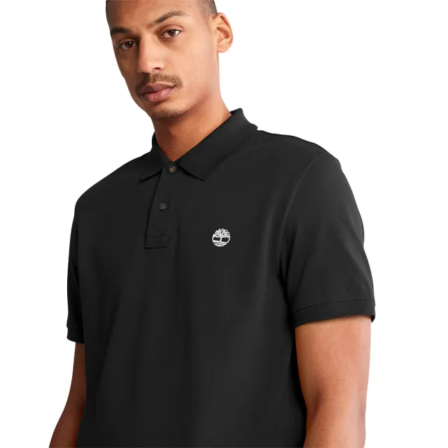 【Timberland】男款黑色休閒短袖Polo衫(A62T5001)