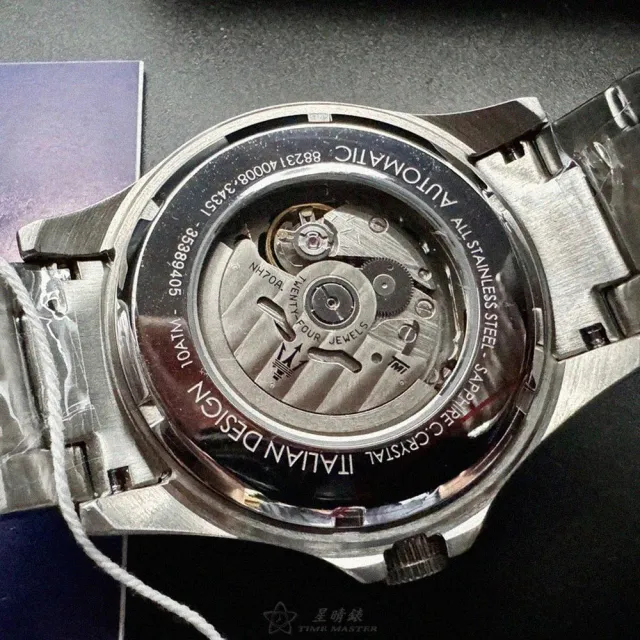 【MASERATI 瑪莎拉蒂】MASERATI手錶型號R8823140008(黑色雙面機械鏤空錶面銀錶殼銀色精鋼錶帶款)