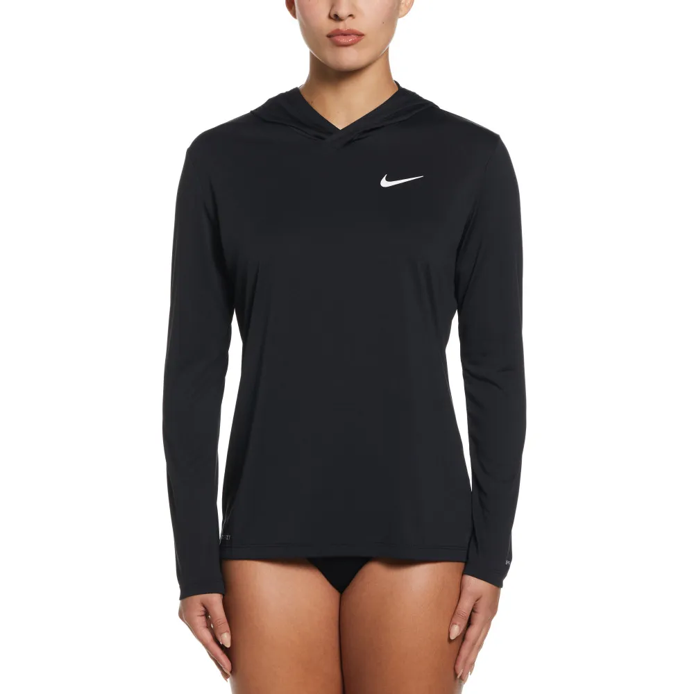 【NIKE 耐吉】SWIM 上衣 女 長袖上衣 長袖防曬衣 女泳裝 運動 黑 NESSD351-001