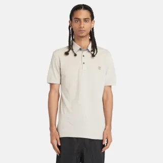 【Timberland】男款米色牛津短袖Polo衫(A42B5DH4)