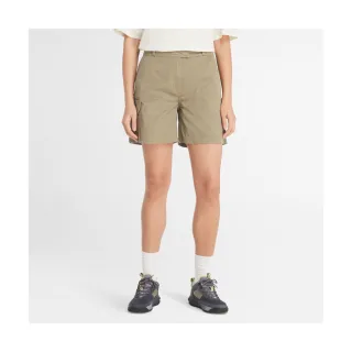 【Timberland】女款灰綠色工裝休閒短褲(A5P2P590)