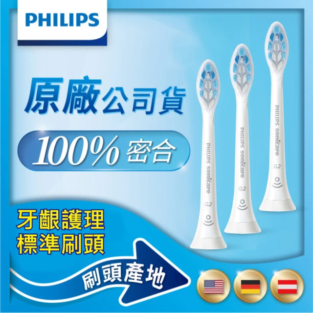 【Philips 飛利浦】Sonicare護齦音波震動牙刷標準刷頭3入組HX9033/67