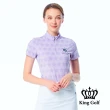 【KING GOLF】實體同步款-女款星星滿版底圖立領POLO衫/高爾夫球衫(紫色)