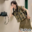 【UniStyle】2件套短袖格紋襯衫純色短褲 韓系減齡歐妮風 女 ZM200-3105(圖片色)