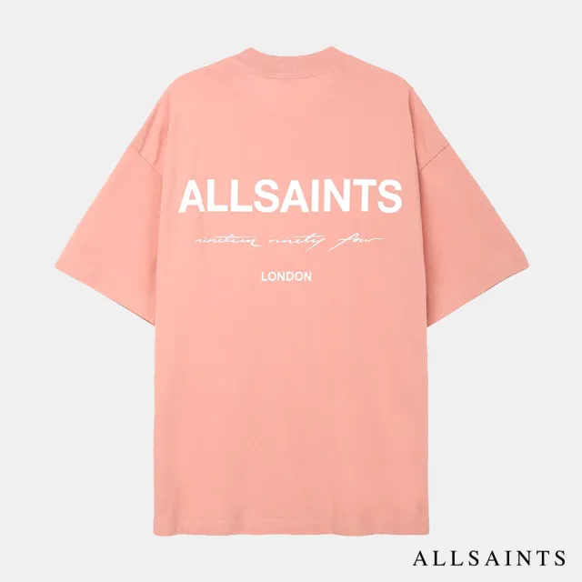 【ALLSAINTS】SCRIPT 純棉寬鬆LOGO短袖T恤-粉 M045PA(30周年亞洲典藏款)