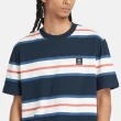 【Timberland】男款深寶石藍條紋短袖T恤(A64AYB68)