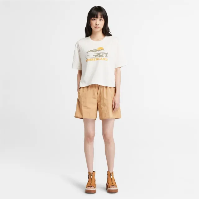 【Timberland】女款復古白圖案短袖T恤(A5PVXCM9)