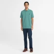【Timberland】男款藍綠色休閒短袖Polo衫(A62T5CL6)