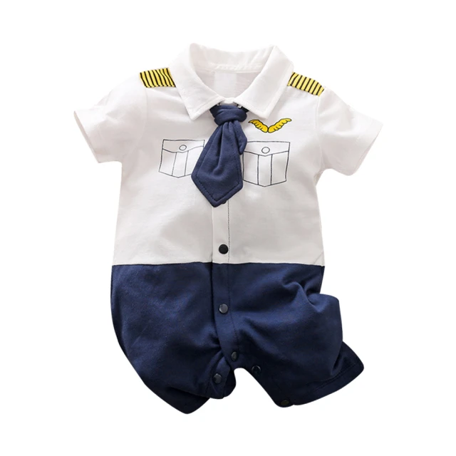 JoyNaJoyNa 造型連身短袖包屁衣 童裝 嬰兒連身衣 機長款(開扣設計/方便穿脫)
