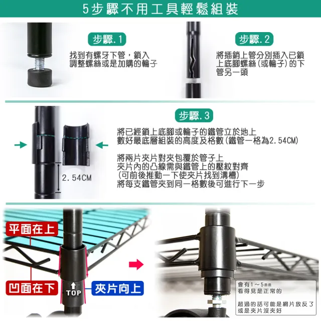 【yo-life】大型五層鐵力士架-銀色/黑色兩色任選(122x46x180cm)