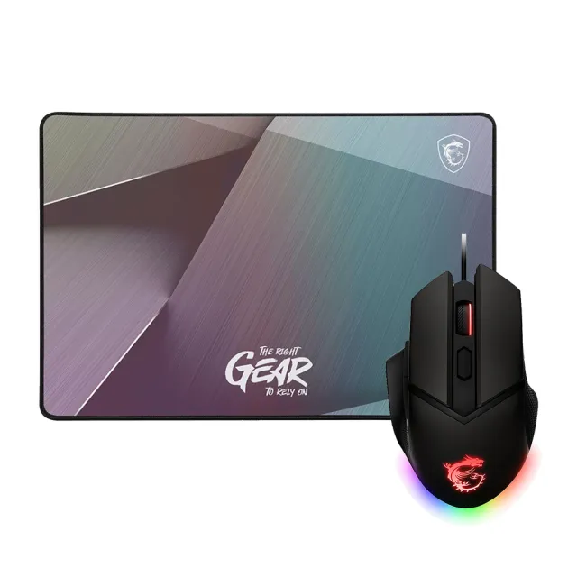 【MSI 微星】買一送一★CLUTCH GM20 ELITE RGB電競滑鼠+GD22 GLEAM EDITION 電競鼠墊