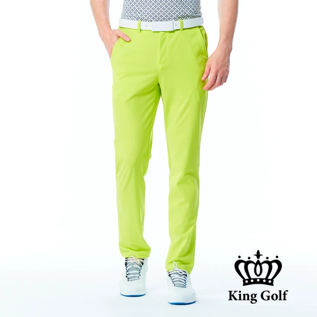 KING GOLFKING GOLF 實體同步款-男款素面百搭彈力修身休閒長褲/高爾夫球長褲(綠色)