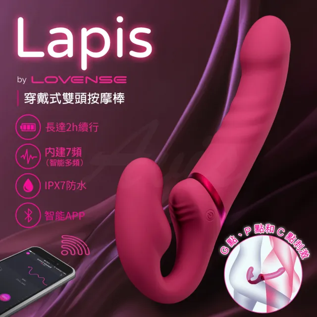 【Lovense】Lapis 穿戴式雙頭情侶按摩棒(情趣職人 情趣按摩棒 情趣用品 女生自慰器)