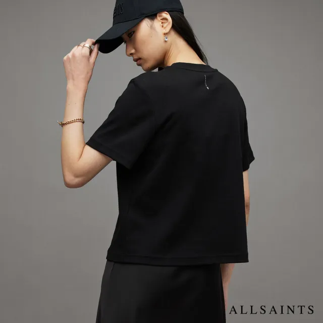 【ALLSAINTS】LISA 厚實純棉短版寬鬆短袖T恤-黑 WM635Z(舒適版型)