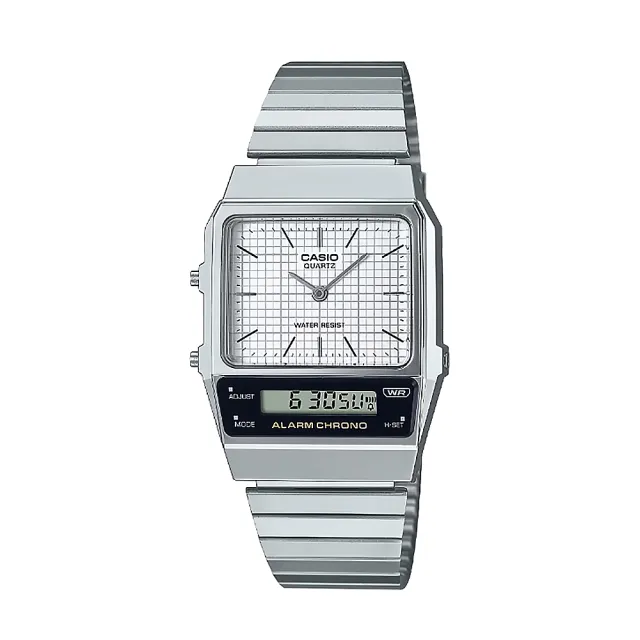 【CASIO 卡西歐】AQ-800E 簡約 復古懷舊 雙顯 多功能 電子鐵 手錶(碼錶 LED)