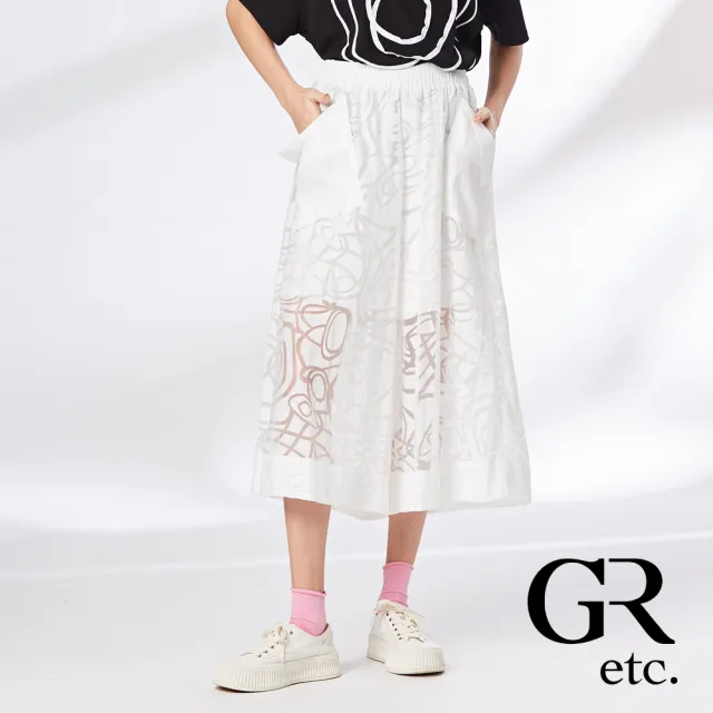 【GLORY21】品牌魅力款-etc.優雅鏤空斜口袋造型寬褲(白色)