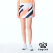 【KING GOLF】實體同步款-女款撞色線條色塊修身A LINE短裙/高爾夫球裙(橘色)