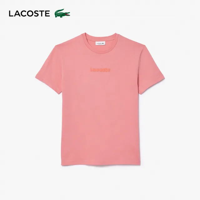 【LACOSTE】女裝-復古印花柔軟棉質短袖T恤(粉色)