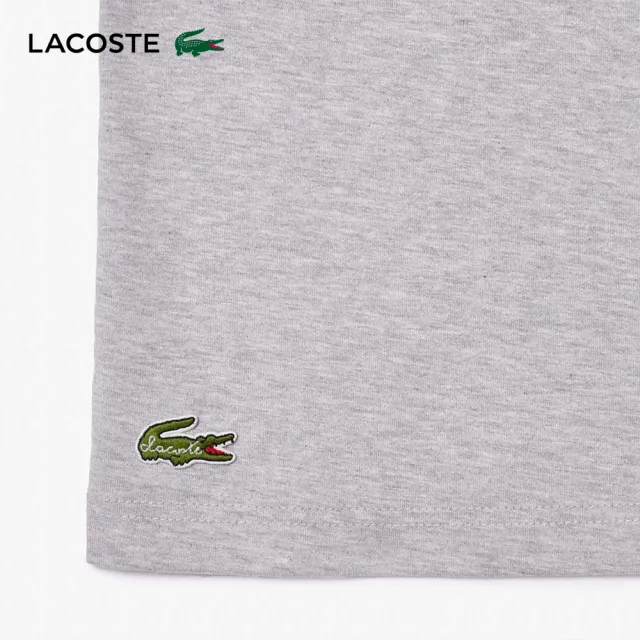 【LACOSTE】男裝-標語棉質短袖T恤(灰色)