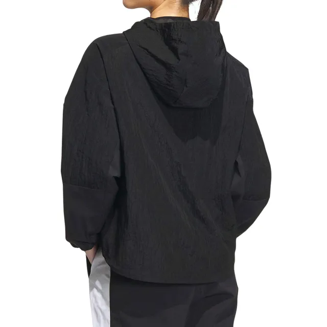 【adidas 愛迪達】RCO WV JKT2 女款 黑白色 防風 運動 休閒 短版 連帽 外套 IP0753