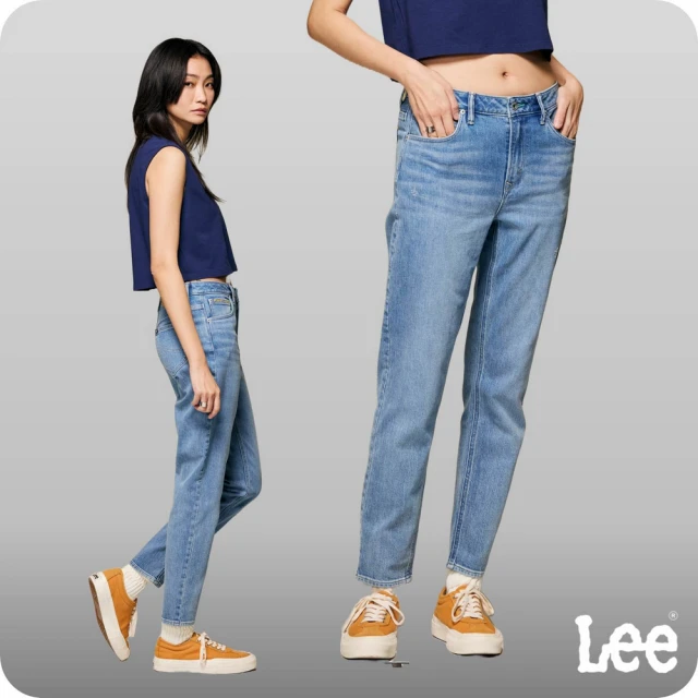 Lee 女裝 牛仔褲 / 418 涼感 中腰合身窄管 中深藍