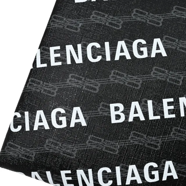 【Balenciaga 巴黎世家】新版經典滿版LOGO印花紙袋造型手提袋兩用包(黑)