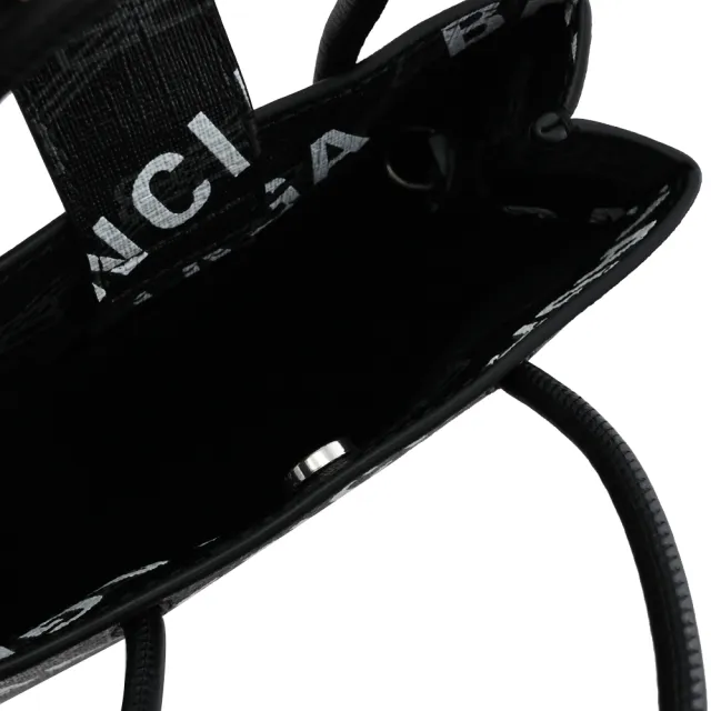 【Balenciaga 巴黎世家】新版經典滿版LOGO印花紙袋造型手提袋兩用包(黑)