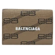 【Balenciaga 巴黎世家】新版經典LOGO雙B印花雙面三折零錢小短夾(淺棕)
