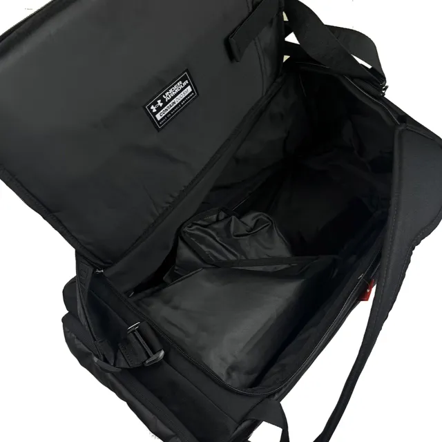 【UNDER ARMOUR】後背雙用旅行袋55x40x28cm約40L黑X金標(1381920001)