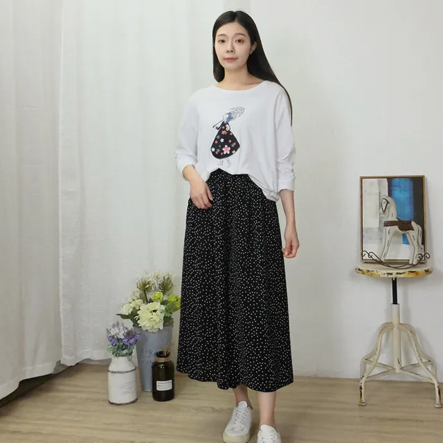 【Hana Mokuba】花木馬日系女裝大圓領趣味貼布印繡花休閒長袖上衣(T恤)