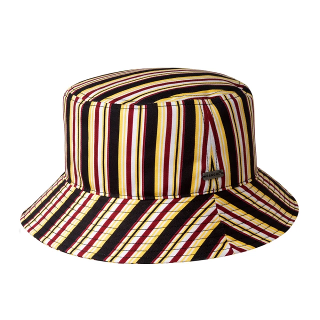 【KANGOL】70s STRIPE 復古色條漁夫帽(黑色)