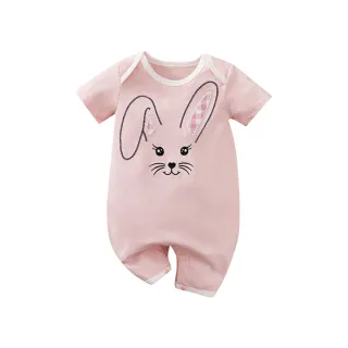 【JoyNa】短袖包屁衣 短袖寶寶連身衣 兔子款 嬰兒服(造型款.春夏短袖)