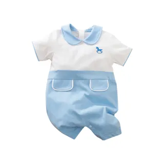 【JoyNa】短袖包屁衣 短袖寶寶連身衣 小木馬款 嬰兒服(造型款.春夏短袖)