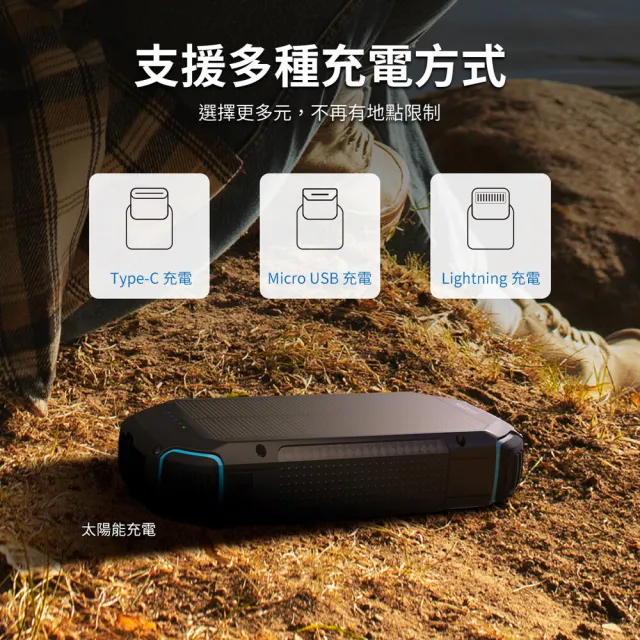 【Philips 飛利浦】DLP7725N 10000mAh 15W 3孔輸出太陽能行動電源(有太陽就有電/大容量/自帶照明/充電器組)