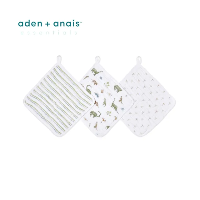 【aden+anais 官方直營】經典方巾3入/4款(沙漠動物/恐龍家族/鄉間小花/大象馬戲團)