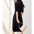 【MsMore】POLO連身裙收腰條紋小個子短袖休閒長版洋裝#121313(黑)