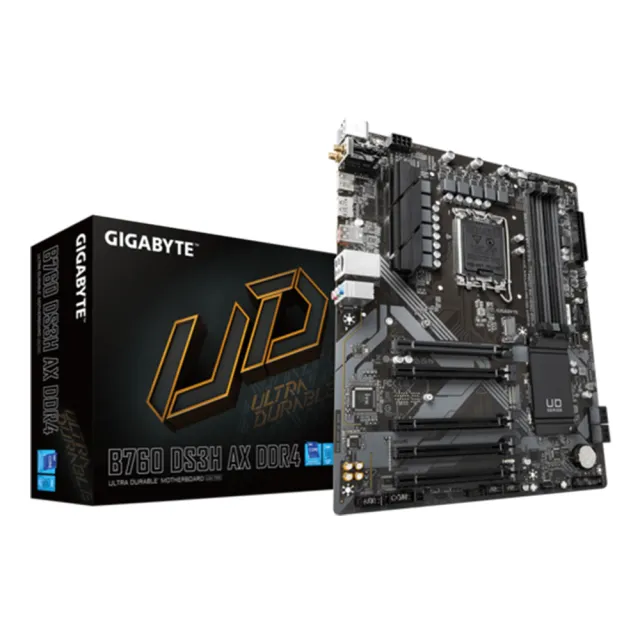 【GIGABYTE 技嘉】組合套餐(技嘉 B760 DS3H AX DDR4+美光DDR4 3200/16G+Solidigm P41 PLUS 2T SSD)