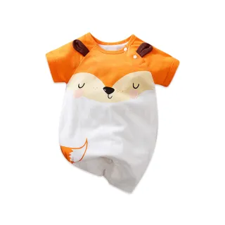 【JoyNa】短袖包屁衣 短袖寶寶連身衣 狐狸款 嬰兒服(造型款.春夏短袖)