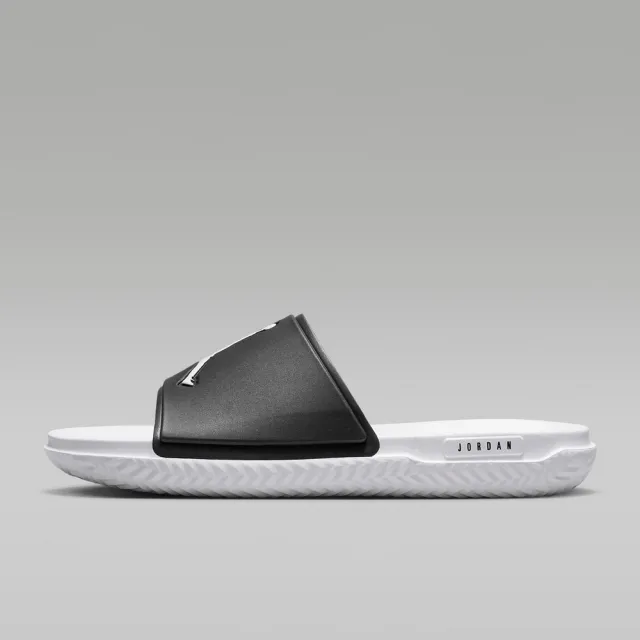 【NIKE 耐吉】拖鞋 涼鞋 防水 運動 休閒 籃球造型 男鞋 JORDAN JUMPMAN SLIDE 黑 白 AJ 喬丹(FQ1598010)