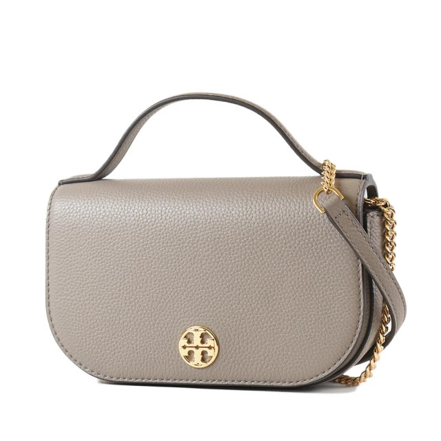 TORY BURCHTORY BURCH 專櫃款 荔枝紋翻蓋手提/斜背二用包-灰色/迷你