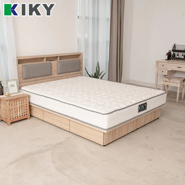 【KIKY】如懿-附插座靠枕二件床組 雙人加大6尺(床頭片+六分抽屜床底)