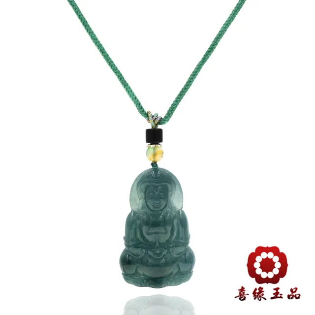 【喜緣玉品】觀音 天然翡翠A貨 滿綠 玉觀音玉墜(開運風水)