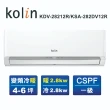 【Kolin 歌林】4-6坪R32一級變頻冷暖型分離式冷氣(KDV-28212R/KSA-282DV12R送基本安裝)