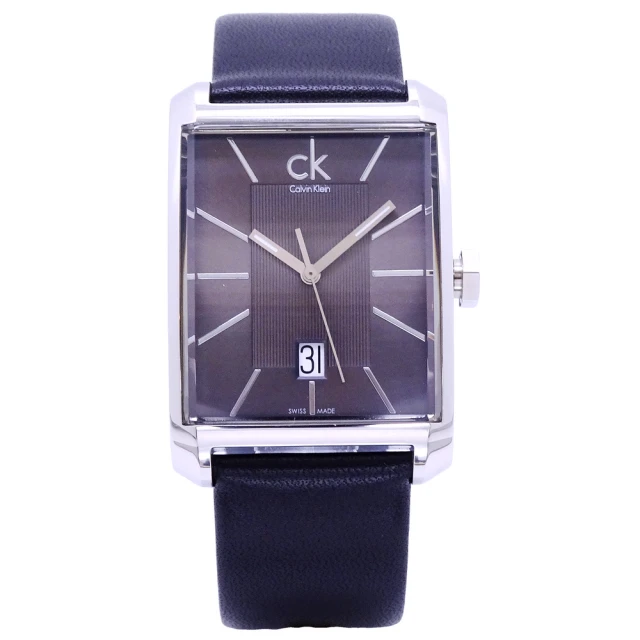 Calvin Klein 凱文克萊 CK 簡約風潮優質時尚皮革腕錶-黑-K2M21107