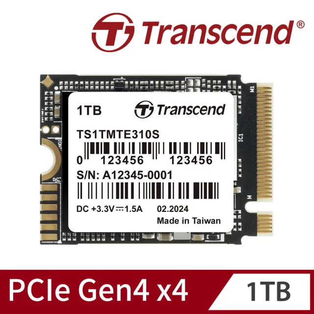 【Transcend 創見】MTE310S 1TB M.2 2230 PCIe Gen4x4 SSD固態硬碟(TS1TMTE310S 新舊包裝隨機出貨)