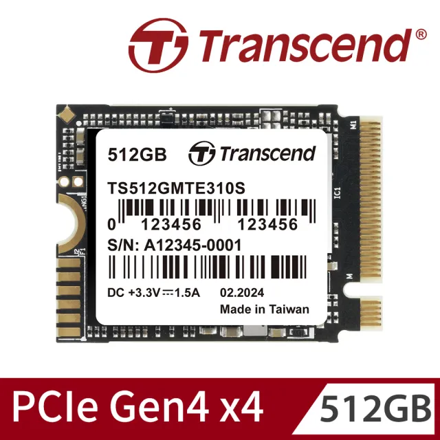 【Transcend 創見】MTE310S 512GB M.2 2230 PCIe Gen4x4 SSD固態硬碟(TS512GMTE310S 新舊包裝隨機出貨)